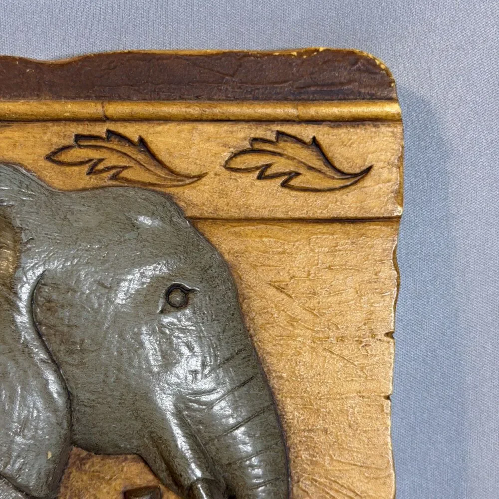 Elephant Wall Hanging Decor Plastic Made USA Jungle Rustic Style HOME INTERIORS